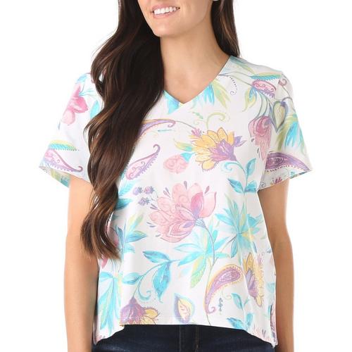 Alfred Dunner Petite Tropical Floral Short Sleeve Top