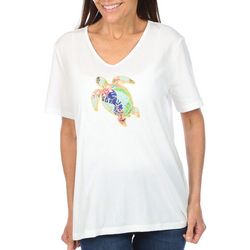 Coral Bay Petite Sea Turtle Patch Short Sleeve Top
