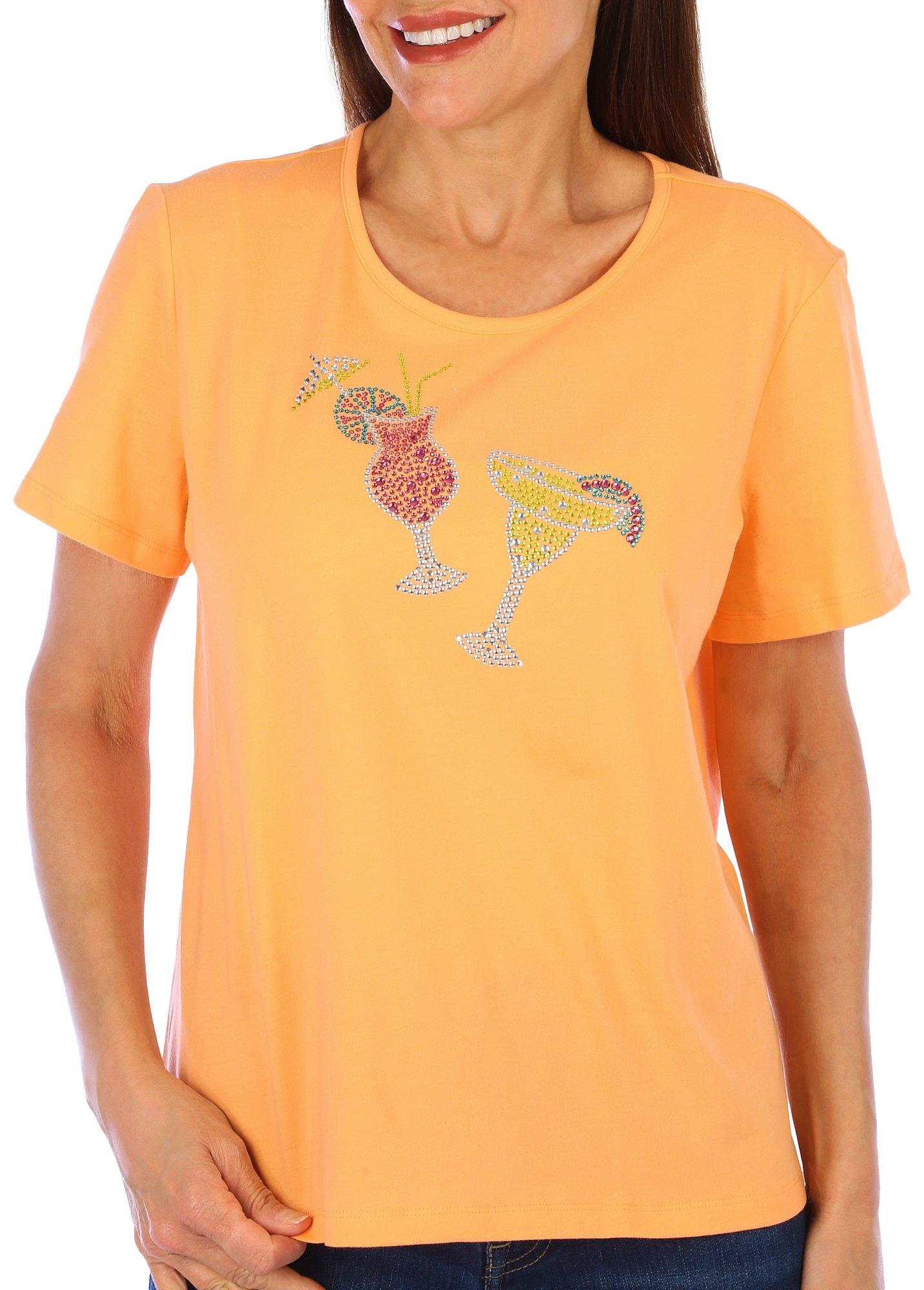 Coral Bay Petite Jeweled Cocktail Short Sleeve Top