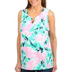 Coral Bay Petite Fronds O-Ring Keyhole Sleeveless Top