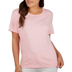 Coral Bay Petite Solid Round Neck Short Sleeve Top