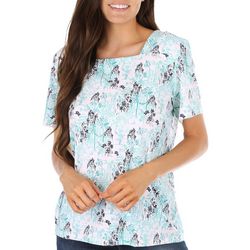 Coral Bay Petite Tropical Square Neck Short Sleeve Top