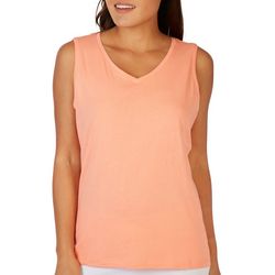 Coral Bay Petite Solid V Neck Tank Top