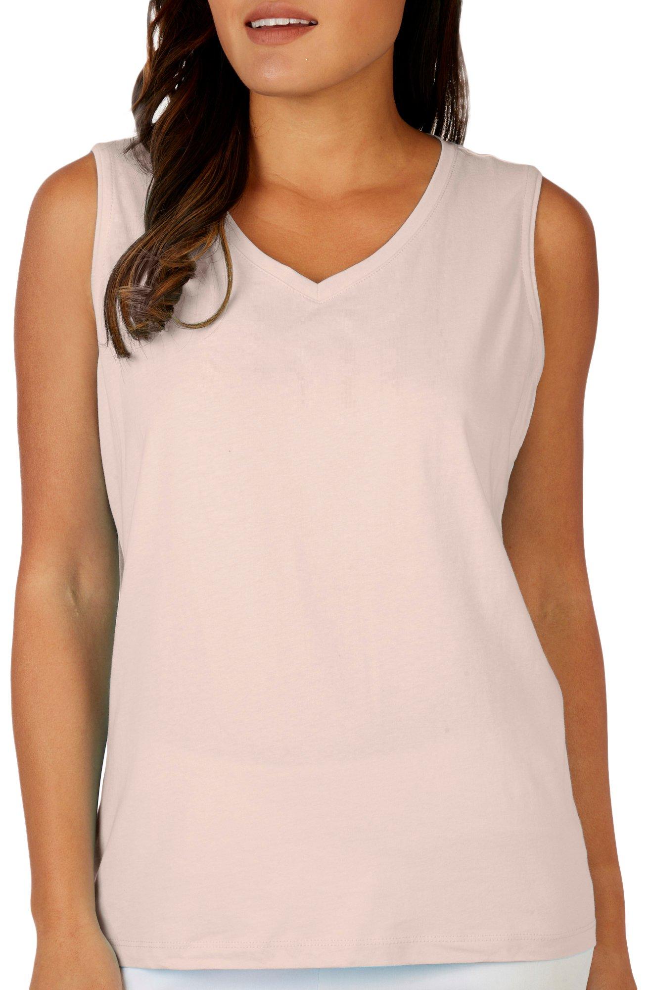 Coral Bay Petite Solid V Neck Tank Top