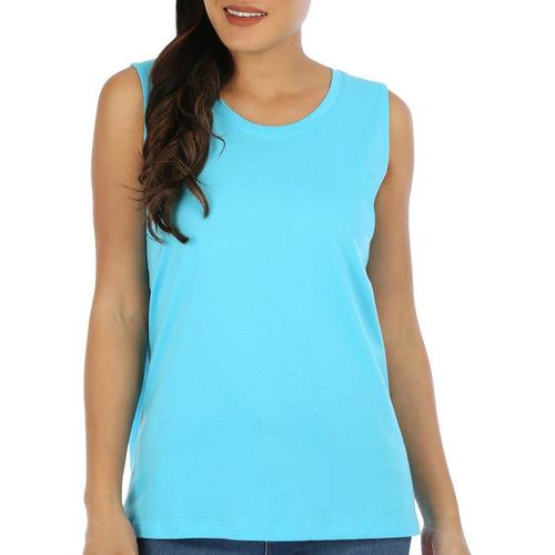 Coral Bay Petite Solid Crew Neck Sleeveless Top