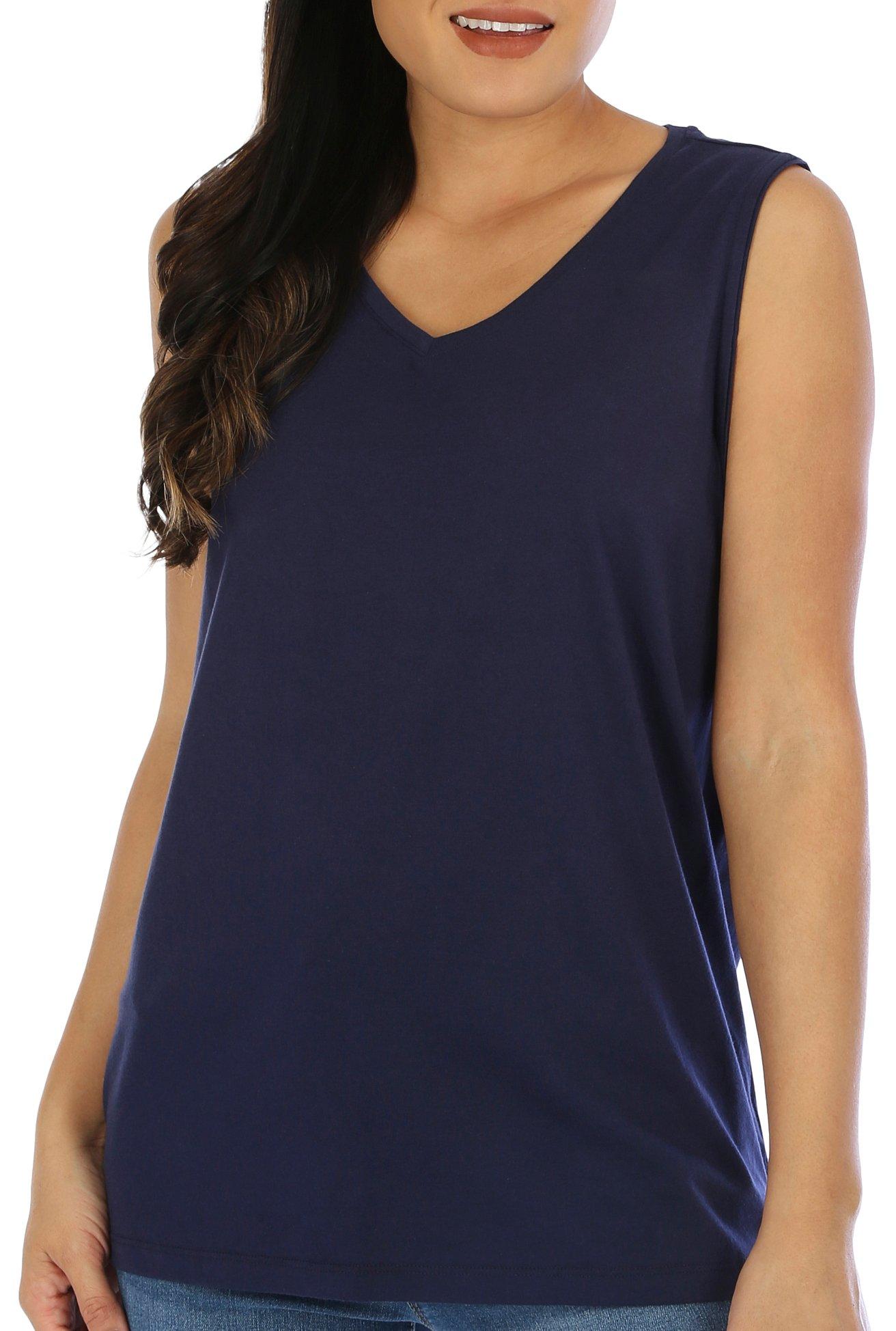 Coral Bay Petite Solid V-Neck Sleeveless Top