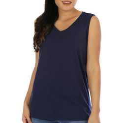 Coral Bay Petite Solid V-Neck Sleeveless Top