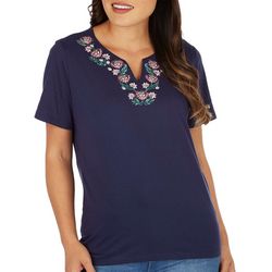 Coral Bay Petite Floral Embroidery Tee