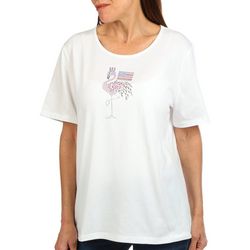 Coral Bay Petite Americana Flamingo Short Sleeve Top