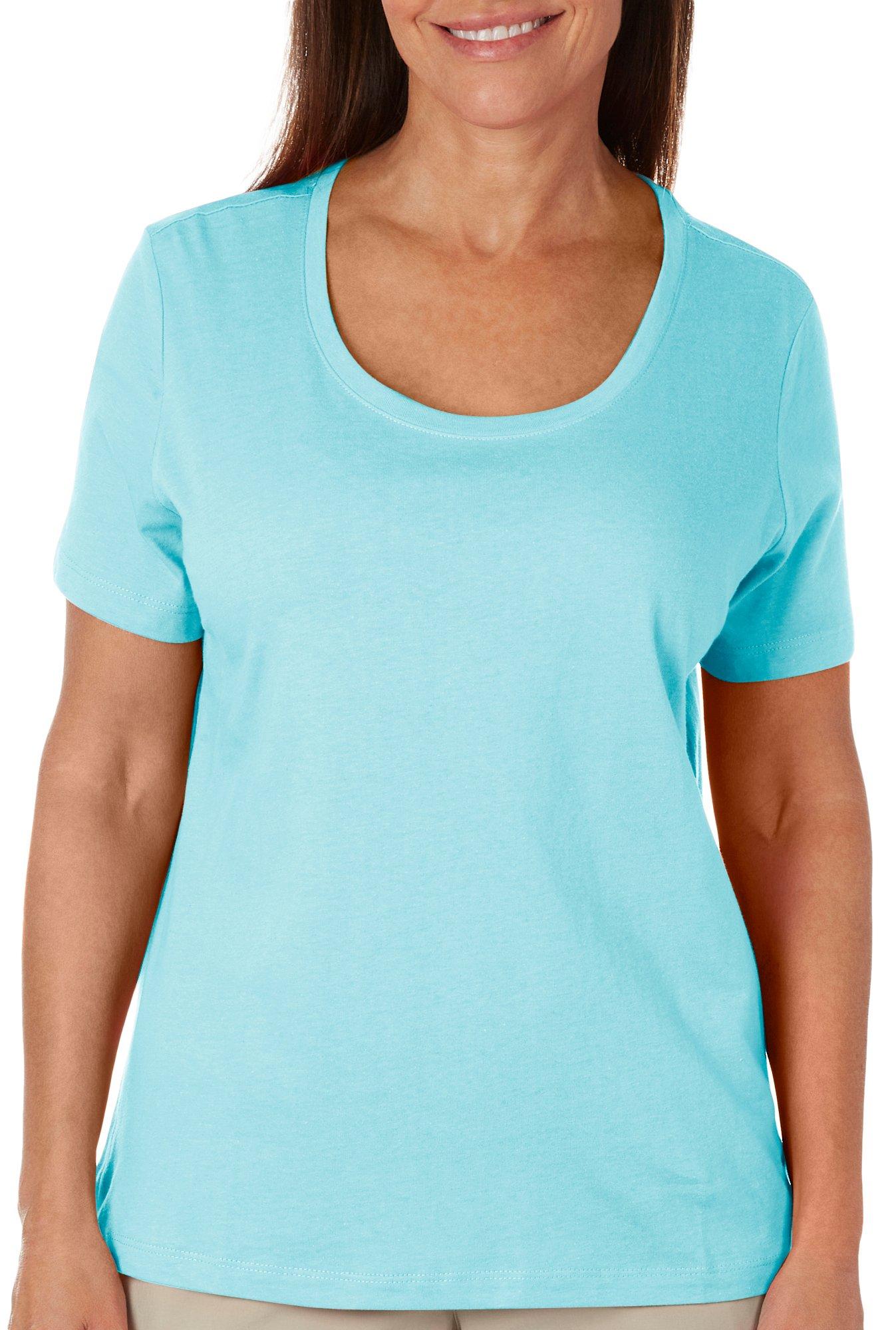Coral Bay Petite Solid Scoop Neckline Short Sleeve Top