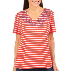 Coral Bay Petite Anchors Away Embellished Short Sleeve Tee