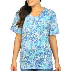 Coral Bay Petite Frond Scallop Neck Short Sleeve Top