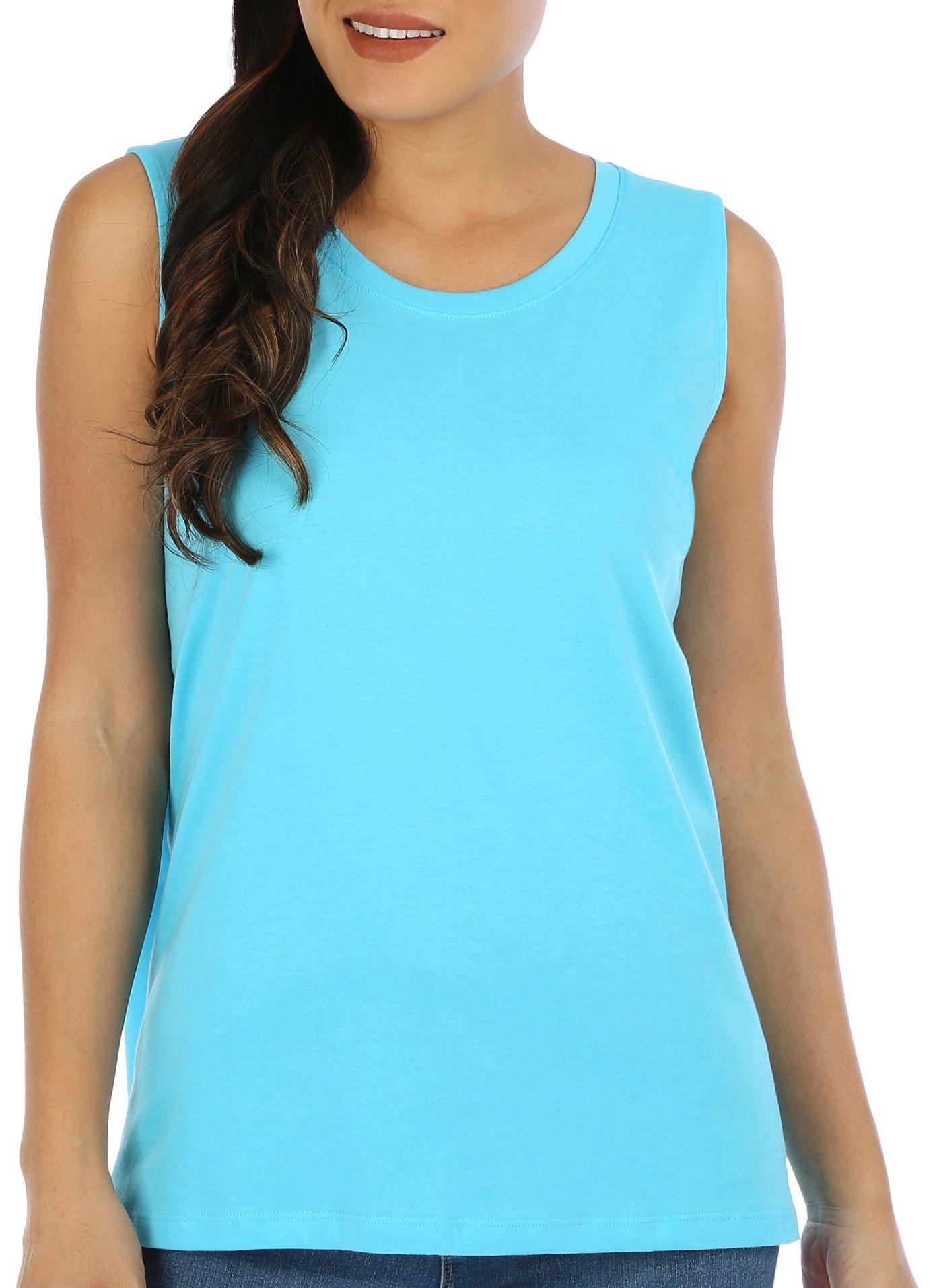 Coral Bay Petite Solid Crew Neck Sleeveless Top
