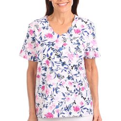 Coral Bay Petite Floral Scallop Neck Short Sleeve Top