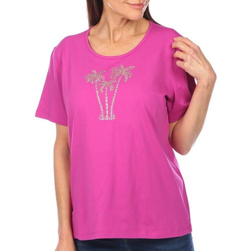Coral Bay Petite Embellished Palm Trees Short Sleeve