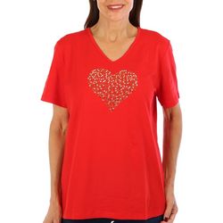 Coral Bay Petite Jewelled Heart Short Sleeve Top