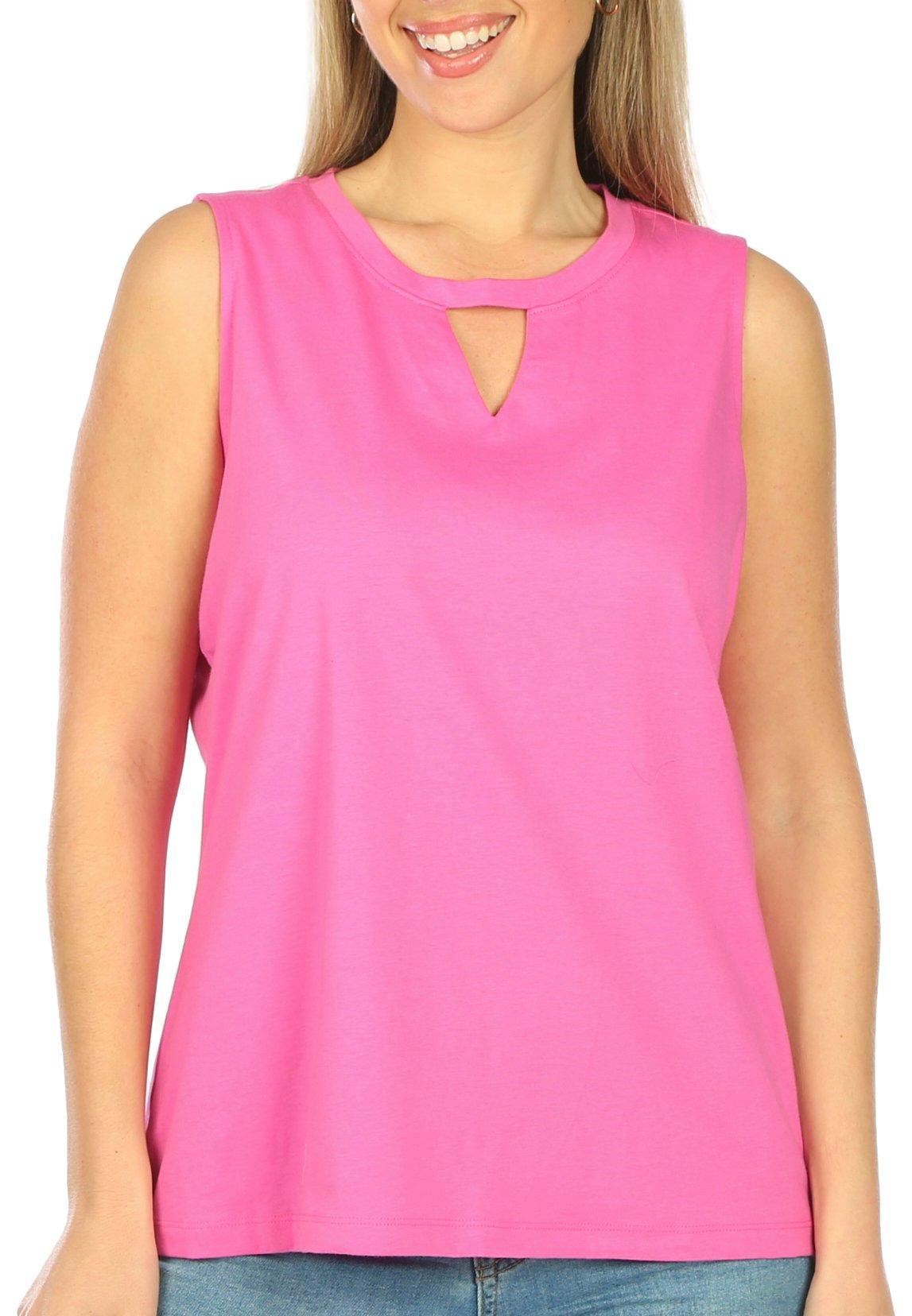 Coral Bay Petite Solid Keyhole Sleeveless Top