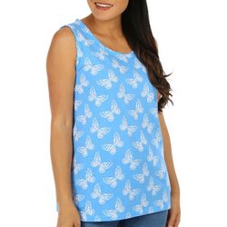 Coral Bay Petite Butterfly Print Scoop Neck Tank Top