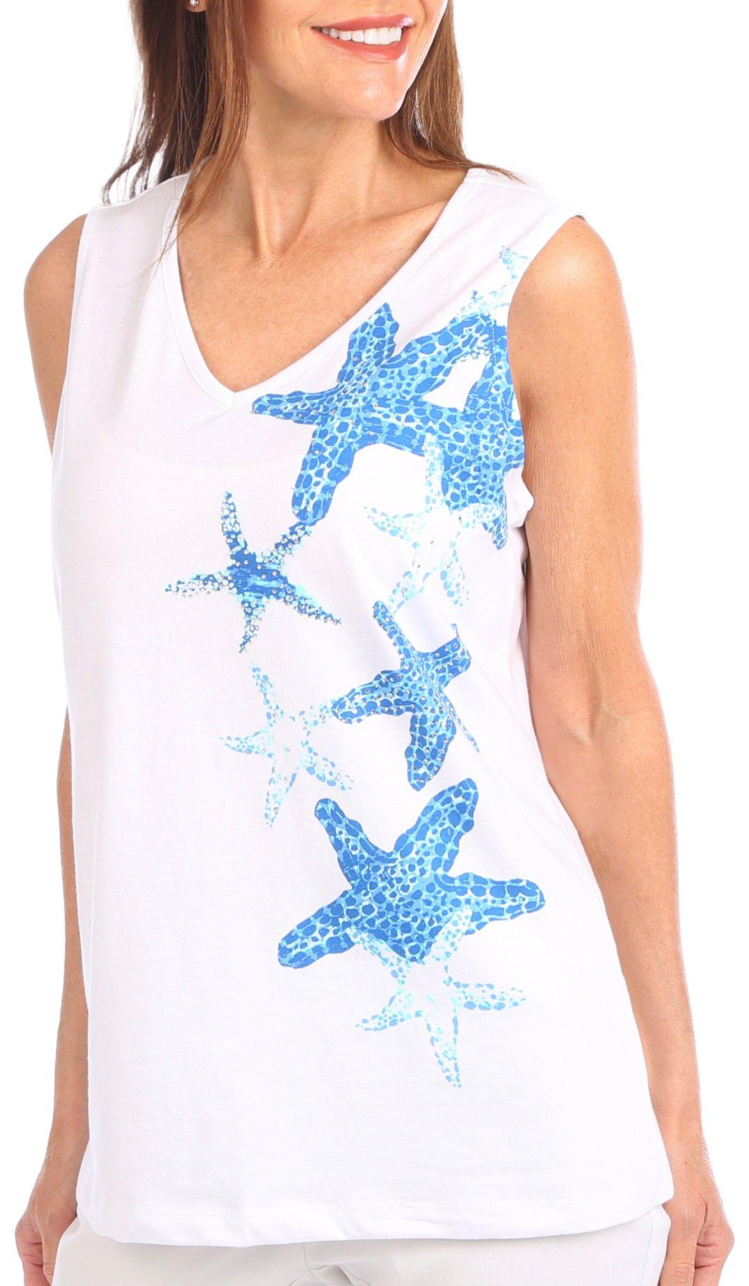 Coral Bay Petite Embellished Star Fish  Sleeveless Top