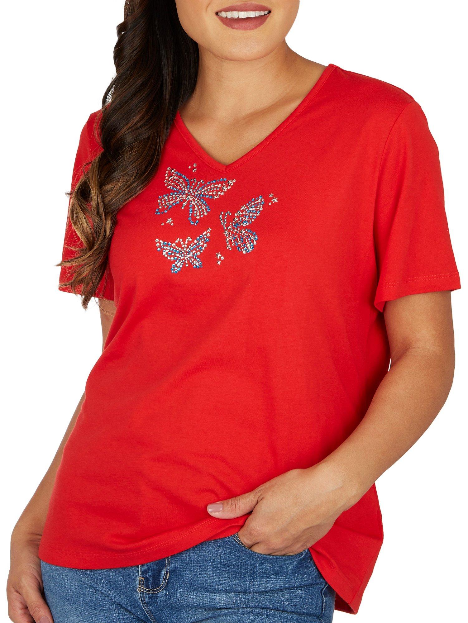 Petite Butterfly Burst Short Sleeve Top