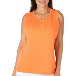 Coral Bay Petite Solid Keyhole Sleeveless Top