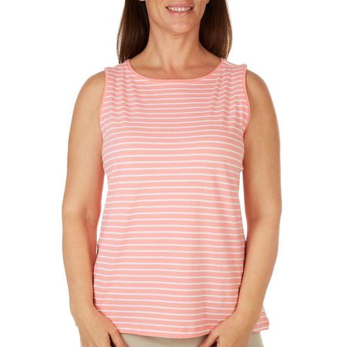 Coral Bay Petite Striped Boat Neck Sleeveless Top