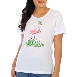Coral Bay Petite St. Patricks Flamingo Short Sleeve Top