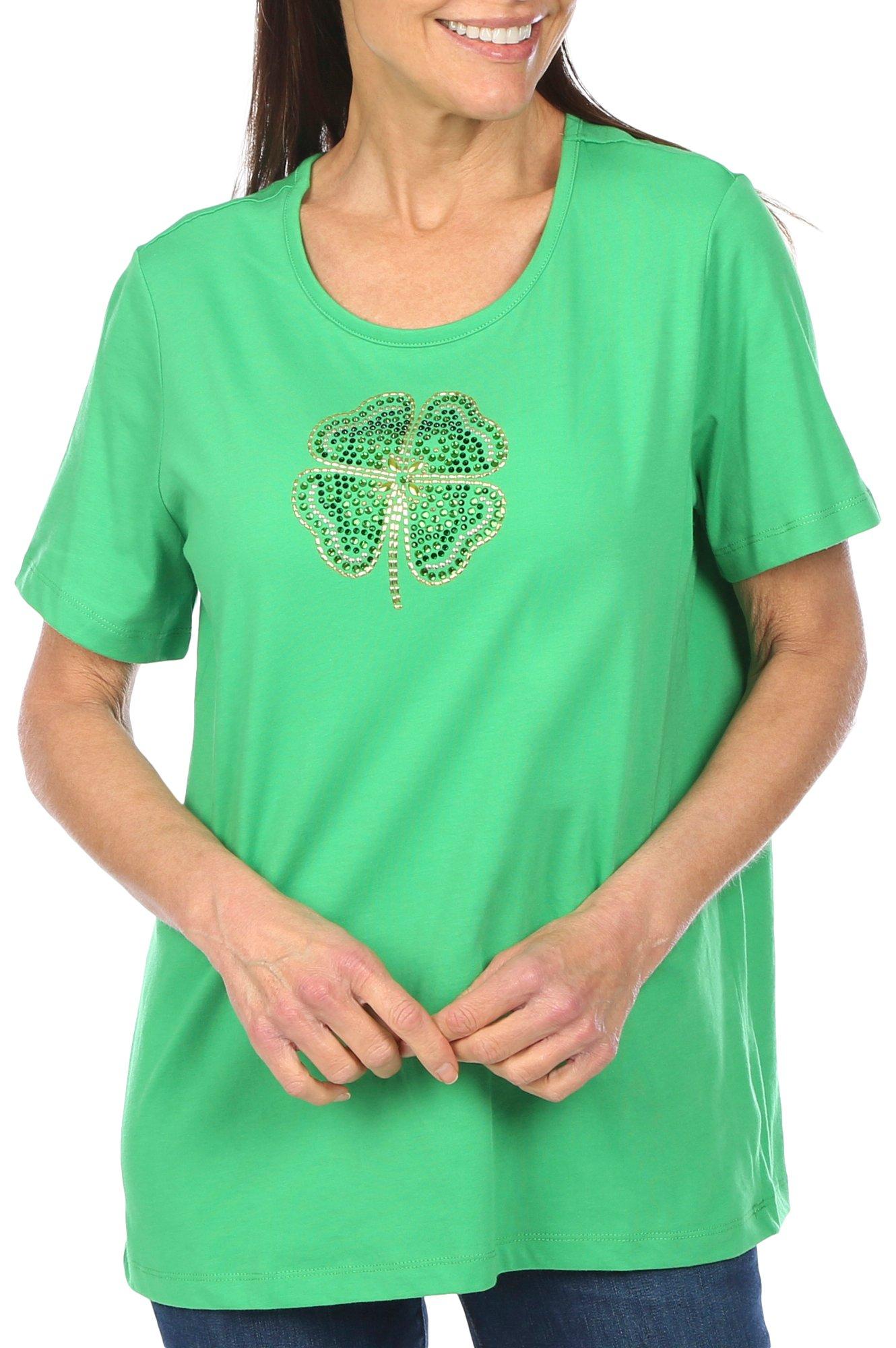 Petite St. Patricks Shamrock Short Sleeve Top