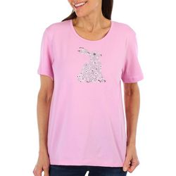 Coral Bay Petite Easter Bunny Sparkle Short Sleeve Top