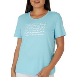 Coral Bay Petite Wave Flag Short Sleeve Top