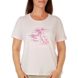 Coral Bay Petite Palm Paradise Short Sleeve Top