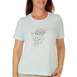 Coral Bay Petite Embellished Jellyfish Short Sleeve Top