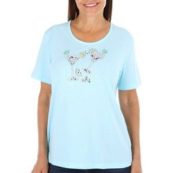 Coral Bay Petite Solid Jeweled Cocktails Short Sleeve Tee