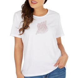 Coral Bay Petite Embellished Jewel Shell Short Sleeve Top