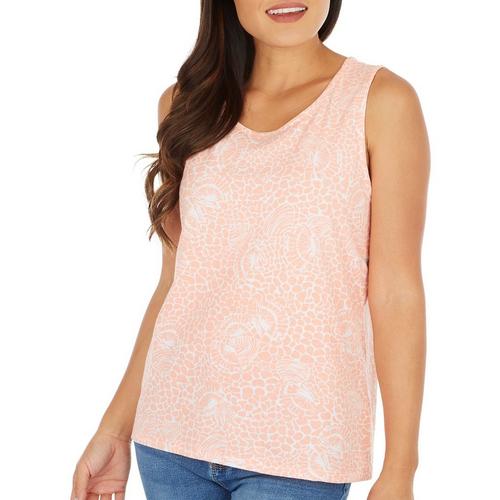 Coral Bay Petite Shell Print Scoop Neck Tank
