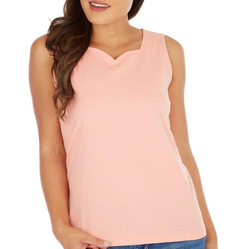 Coral Bay Petite Solid Sweetheart Sleeveless Top