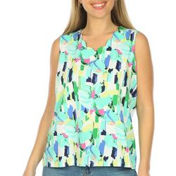 Petite Abstract Print Scallop V-Neck Tank Top