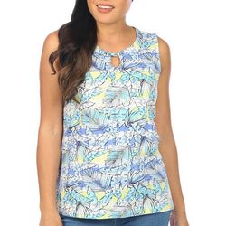 Coral Bay Petite Fronds Print Keyhole Sleeveless Top