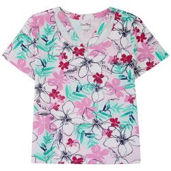 Coral Bay Petite Tropical Novelty Short Sleeve Top