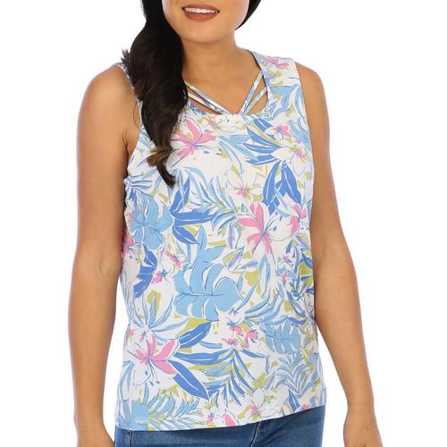 Coral Bay Petite Floral Square Neck Sleeveless Top