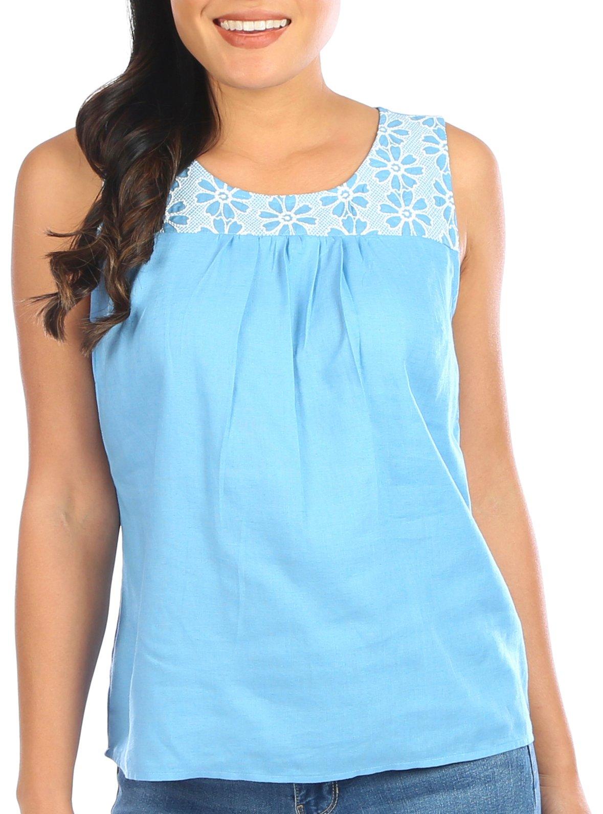 Coral Bay Petite Embellished Lace Sleeveless Top