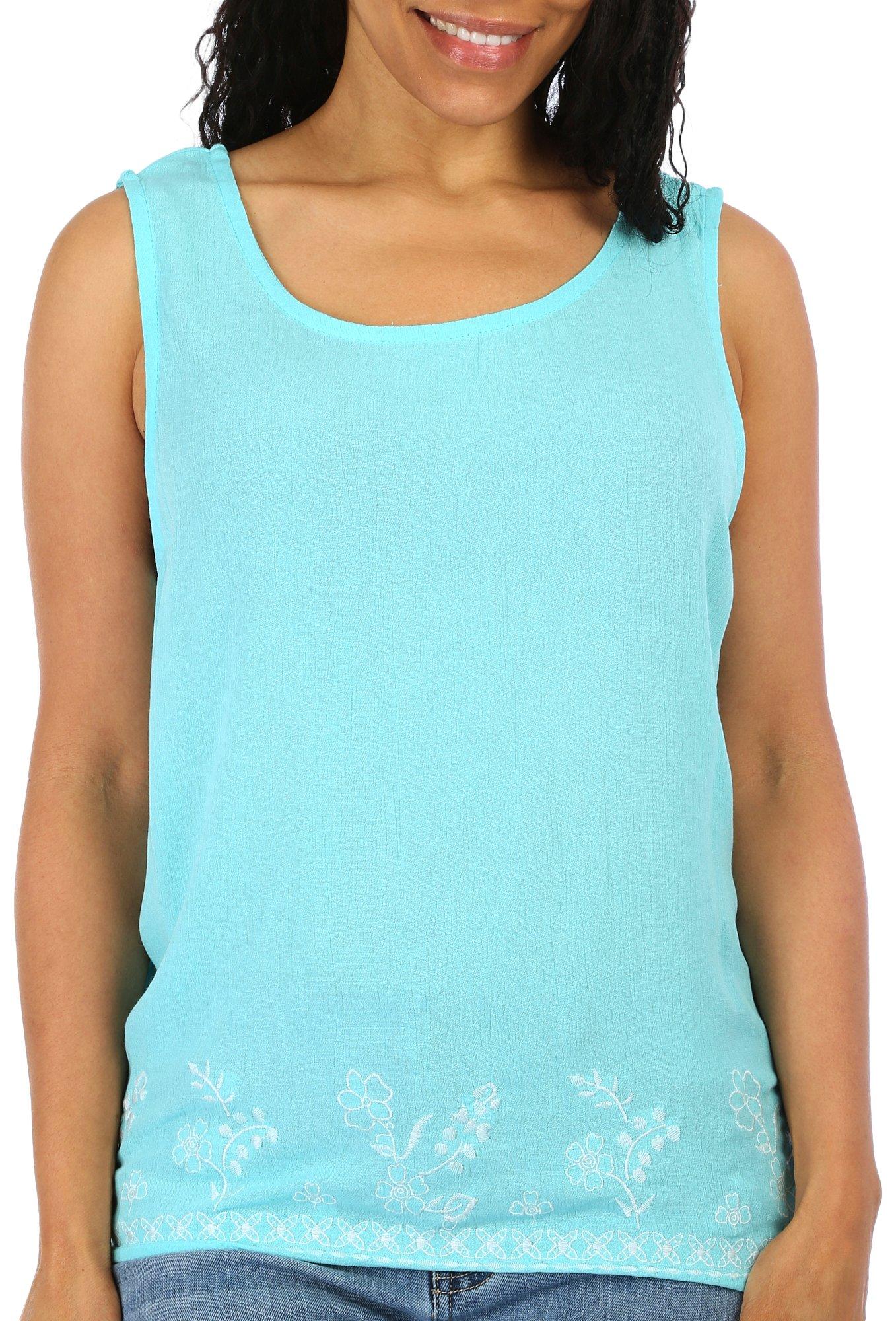 Juniper + Lime Petite Embroidered Sleeveless Top