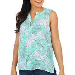 Petite Tropical Fronds Sleeveless Top