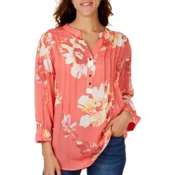 Coral Bay Petite Tropical Linen 3/4 Sleeve Top