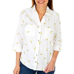 Petite Pineapple Print Knit To Fit 3/4 Sleeve Top
