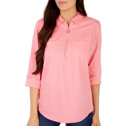 Coral Bay Petite Solid Knit 2 Fit 3/4 Sleeve Top