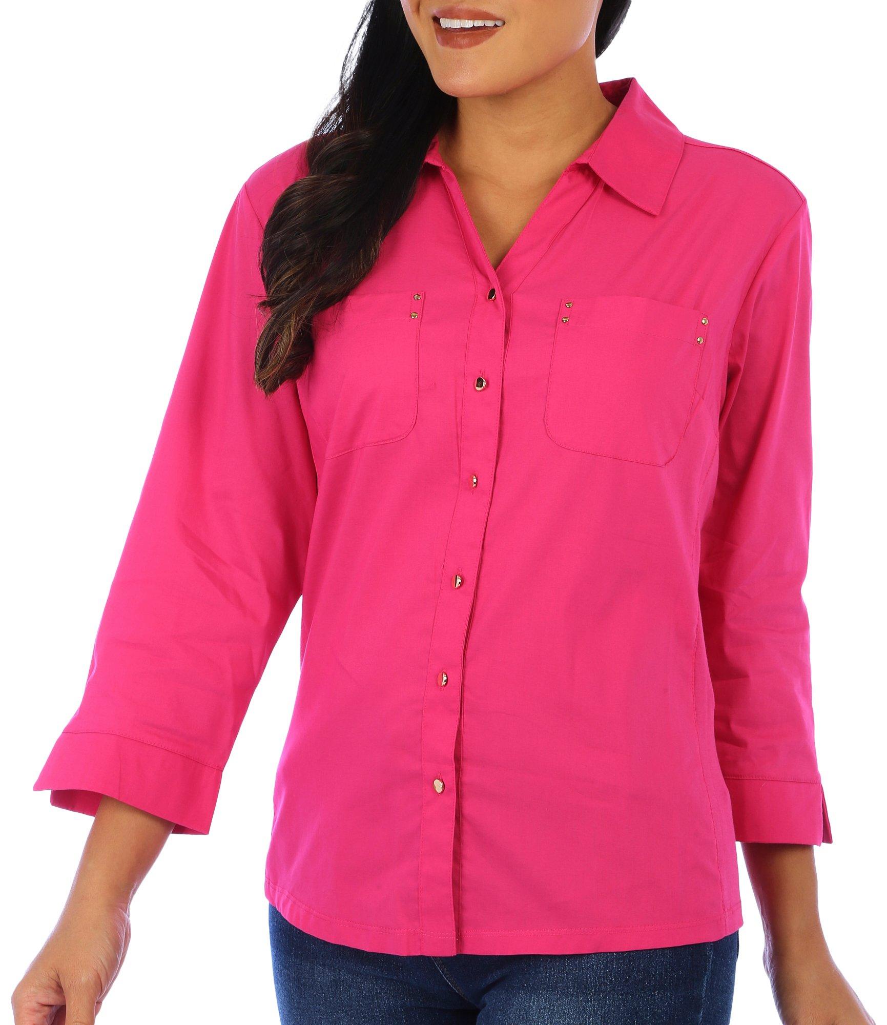Coral Bay Petite Button Down Knit To Fit