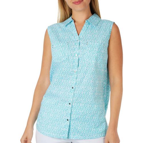 Coral Bay Petite Print Button Front Stretch Sleeveless