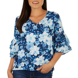 Cure Apparel Petite Floral Bell 3/4 Sleeve Top