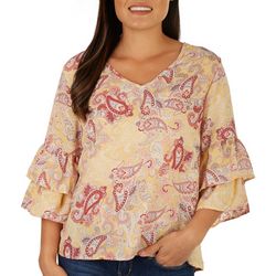Cure Apparel Petite Paisly 3/4 Sleeve Top